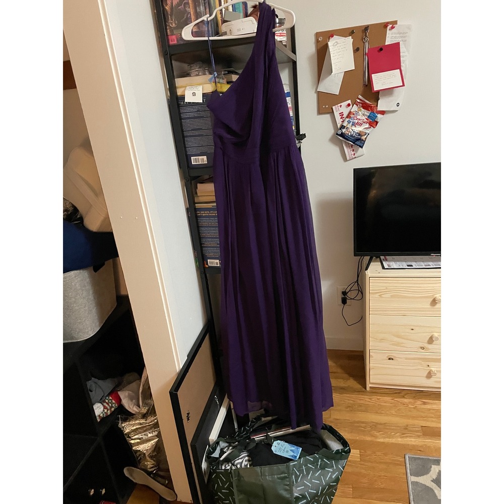 J.Crew Purple One Shoulder Chiffon Maxi Bridesmaid Dress Size 12